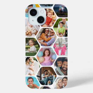 シンプルモダンな六角形のマルチフォトコラージュ iPhone 15ケース