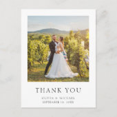 シンプルモダンな写真の結婚式のお礼 ポストカード (正面)