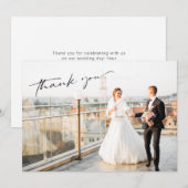シンプルモダンな写真の結婚式 サンキューカード (正面/裏面)