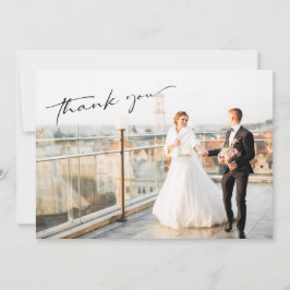 シンプルモダンな写真の結婚式 サンキューカード