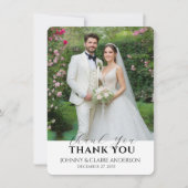 シンプルモダンな写真付き結婚式御礼カードメッセージ サンキューカード (正面)