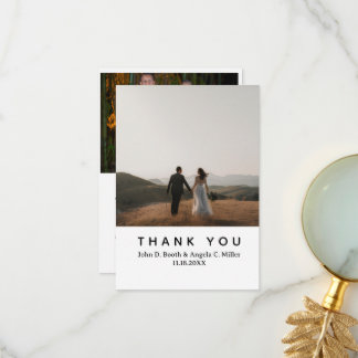 シンプルモダンな写真付き結婚式御礼カード+ノート サンキューカード