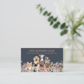 シンプルモダンな犬の花の絵デザイン 名刺 (スタンド正面)