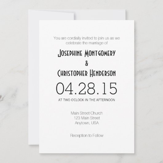 シンプルモダンな白の結婚式招待状 招待状 (正面)