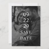 シンプルモダンな白黒写真の結婚式 セーブザデート (正面)