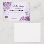 シンプルモダンな紫の花柄結婚式RSVPカード ノートカード (正面/裏面)
