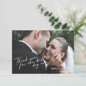 シンプルモダンな結婚式のお礼カード原稿写真 サンキューカード (スタンド正面)