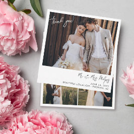 シンプルモダンな結婚式のスナップ写真 サンキューカード