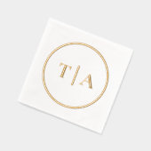 シンプルモダンな結婚式のモノグラム 箔ナプキン (左)