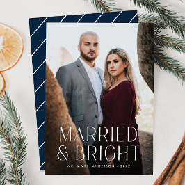 シンプルモダンな結婚記念のネイビークリスマスフォトカード シーズンカード