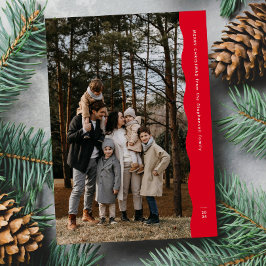 シンプルモダンな2枚の写真を使った赤いクリスマスカードのウェーブエッジ シーズンカード