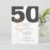 シンプルモダンな50歳の大人向けの誕生日 招待状 (スタンド正面)
