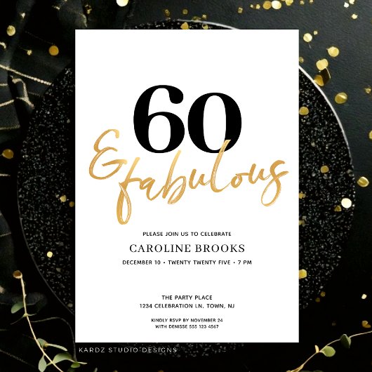 シンプルモダンな60歳の誕生日パーティーの招待状 招待状