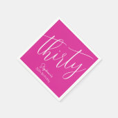 シンプルモダンにスクリプトPink 30th誕生日パーティー スタンダードカクテルナプキン (角)