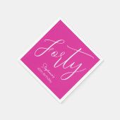 シンプルモダンにスクリプトPink 40th Birthdayパーティー スタンダードカクテルナプキン (角)