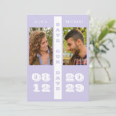 シンプルモダンはっきりしたタイポグラフィ写真結婚の セーブザデート (スタンド正面)