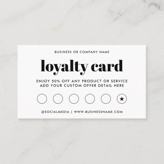 シンプルモダンはっきりしたタイポグラフィ ロイヤリティカード (正面)