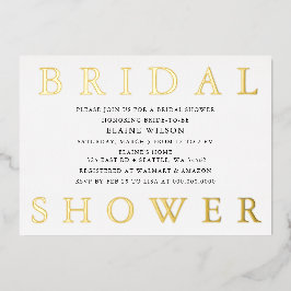 シンプルモダンはっきりしたブライダルシャワー 箔招待状