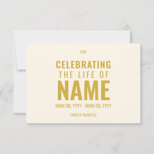 シンプルモダンはっきりしたベージュ色金ゴールドお祝い サンキューカード (裏面)