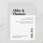 シンプルモダンはっきりしたミニマリスト結婚ブラックグレー 招待状 (正面/裏面)