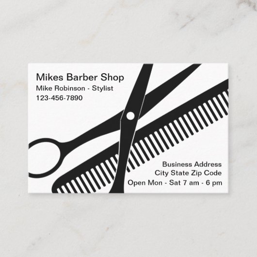 シンプルモダンはっきりした理容師ショップ名刺 名刺 (正面)