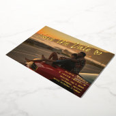 シンプルモダンはっきりした結婚式の日付の保存 箔招待状 (回転した状態)