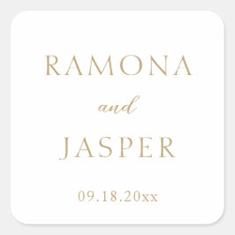 シンプルモダンはっきりした結婚金ゴールド スクエアシール