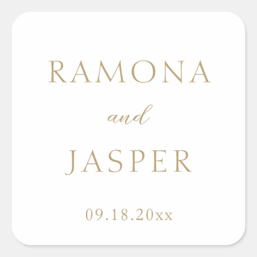 シンプルモダンはっきりした結婚金ゴールド スクエアシール (正面)