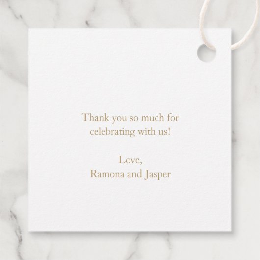 シンプルモダンはっきりした結婚金ゴールド フェイバータグ (裏面)