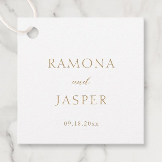 シンプルモダンはっきりした結婚金ゴールド フェイバータグ (正面)