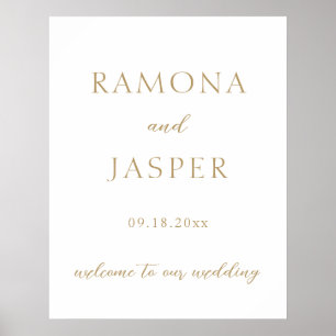 シンプルモダンはっきりした結婚金ゴールド ポスター