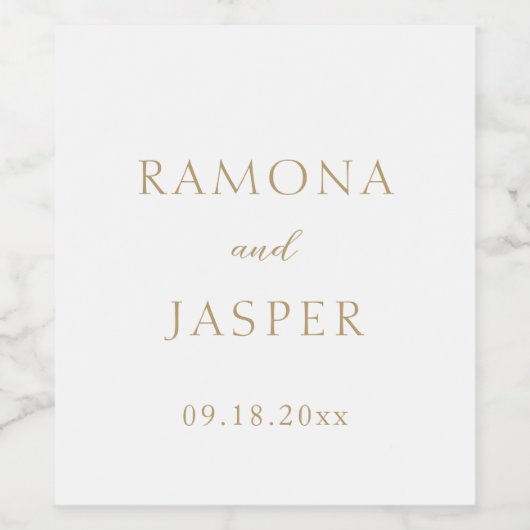 シンプルモダンはっきりした結婚金ゴールド ワインラベル (シングルラベル)