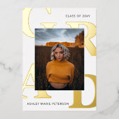 シンプルモダンはっきりしたLetters写真卒業フォイルI 箔招待状 (正面)