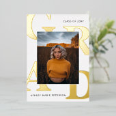 シンプルモダンはっきりしたLetters写真卒業フォイルI 箔招待状 (立ち正面)