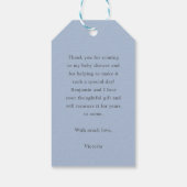 シンプルモダンほこりっぽいブルーベイビーシャワー ギフトタグ (裏面)