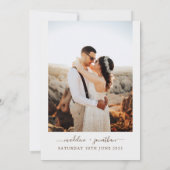 シンプルモダンアイボリーホワイトグレードアフォト結婚ズ 招待状 (裏面)