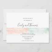 シンプルモダンアプリコットと緑の水の色のスプラッシュ 招待状 (正面)