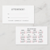シンプルモダンアポイントメント | 2021カレンダーカード 予約カード (正面/裏面)