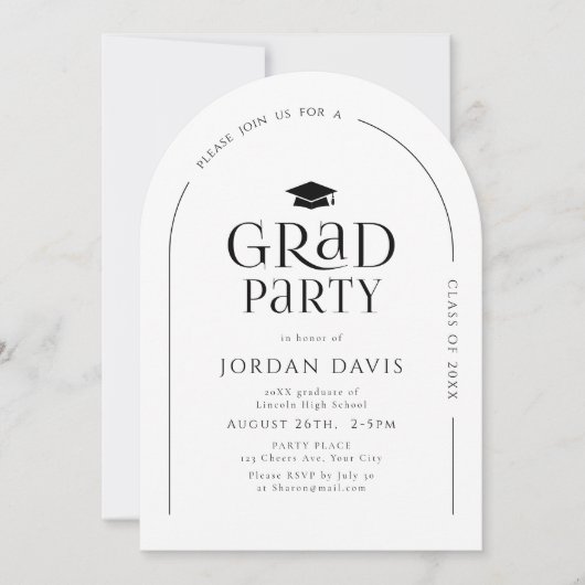 シンプルモダンアーチタイポグラフィ 招待状 (正面)