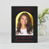 シンプルモダンアーチ台本卒業招待状 招待状 (スタンド正面)