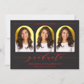 シンプルモダンアーチ台本卒業招待状 招待状 (正面)