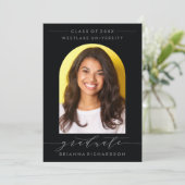 シンプルモダンアーチ台本卒業招待状 招待状 (スタンド正面)