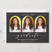 シンプルモダンアーチ台本卒業招待状 招待状 (正面)