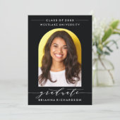 シンプルモダンアーチ台本卒業招待状 招待状 (スタンド正面)