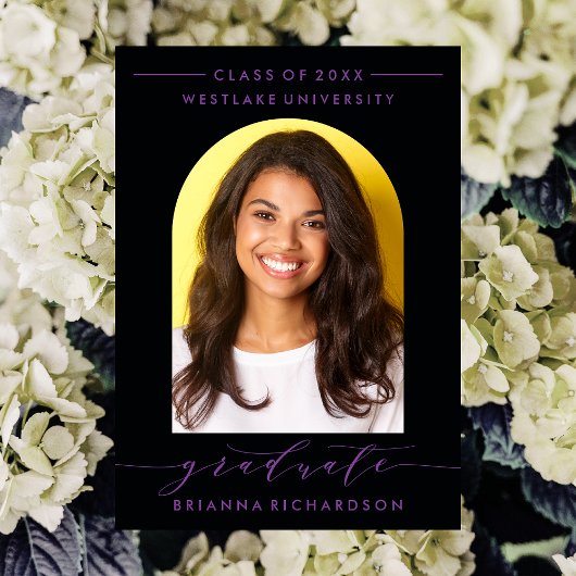 シンプルモダンアーチ台本卒業招待状 招待状