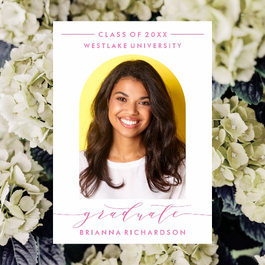 シンプルモダンアーチ台本卒業招待状 招待状