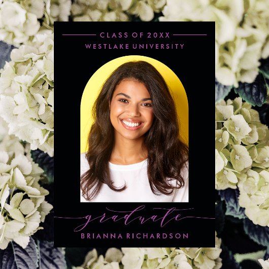 シンプルモダンアーチ台本卒業招待状 招待状