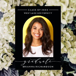 シンプルモダンアーチ台本卒業招待状 招待状