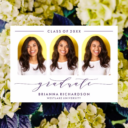 シンプルモダンアーチ台本卒業招待状 招待状