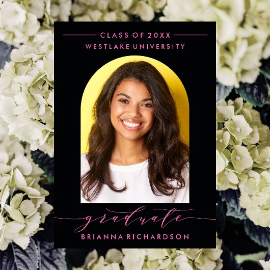 シンプルモダンアーチ台本卒業招待状 招待状